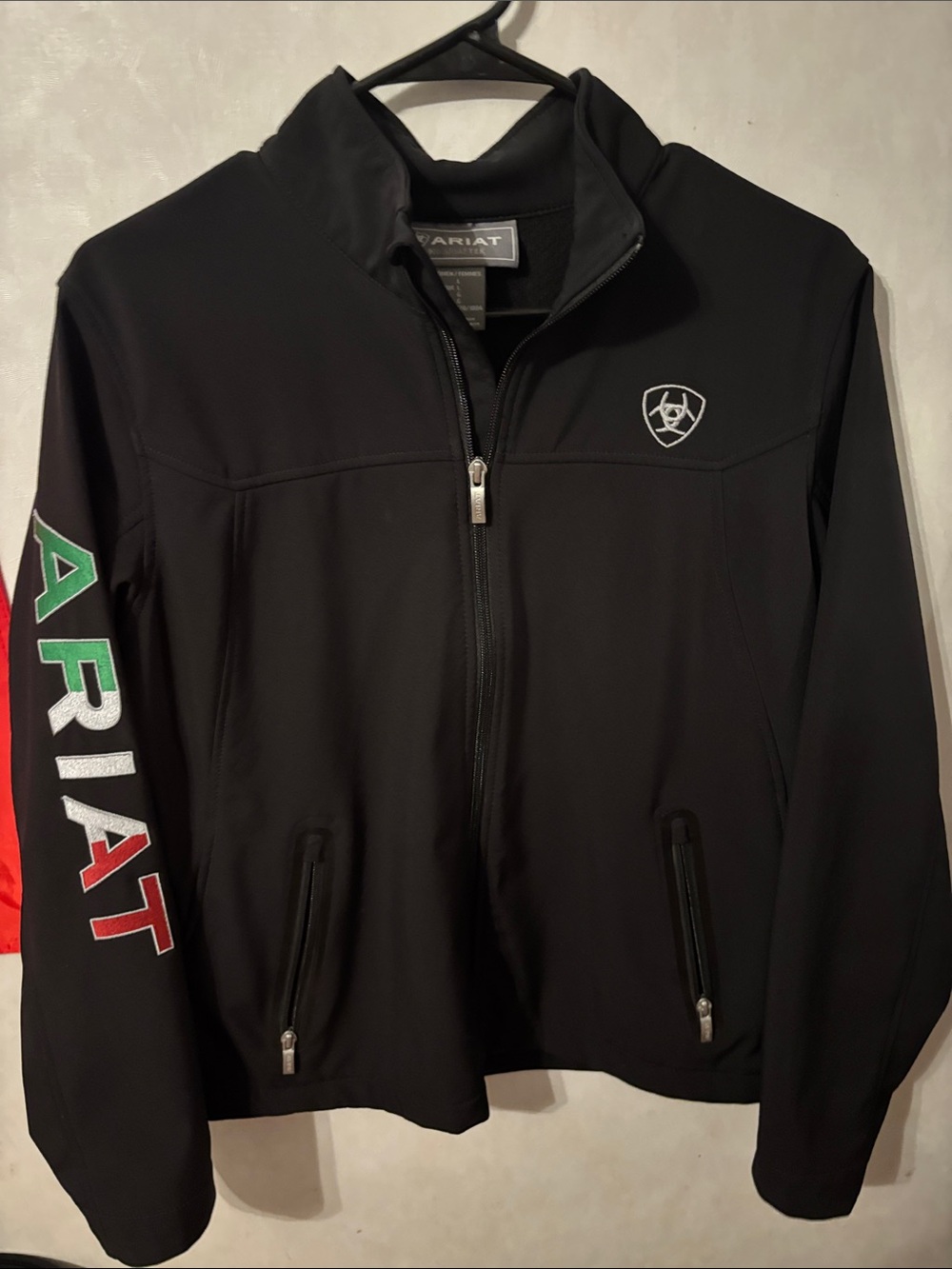 Ariat Black Softshell Jacket with Tricolor Sleeve Logo